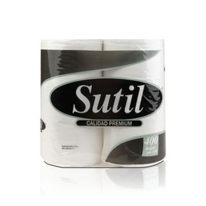 SUTIL PREMIUM PAPEL HIGIENICO BLANCO 400HOJAS X4