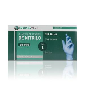 GROSSMED GUANTES NITRILO  SIN POLVO TALLA L POR 100 UNIDADES AZUL