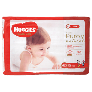 HUGGIES PAÑALES NATURAL CARE GRANDE X 30