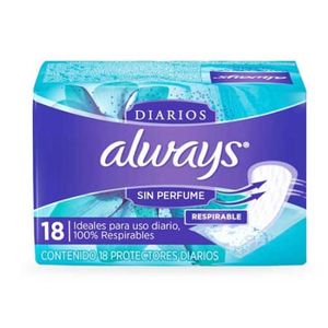 ALWAYS PROTECTORES  DIARIOS SIN PERFUME X18