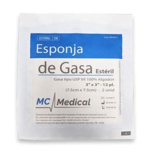 MEDICAL GASA ESTERIL 3X3 PAQUETE X2 UNIDADES