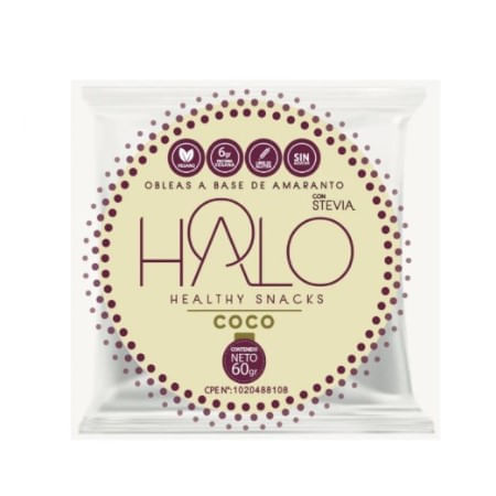 HALO OBLEA COCO SIN AZUCAR 60 GR