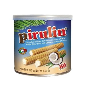 PIRULIN LATA BARQUILLA  RELLENA CON  CREMA DE COCO 190 GR