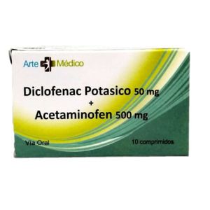 ARTE MEDICO DICLOFENAC POTASICO ACETAMINOFEN 50 500 MG X10 COMPRIMIDOS