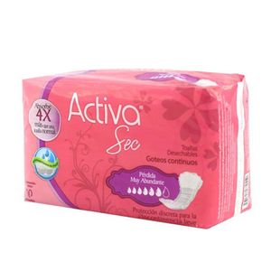 ACTIVA TOALLAS SANITARIAS SECAS  X10