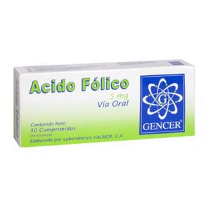 GENCER ACIDO FOLICO  10 MG X30 COMPRIMIDOS