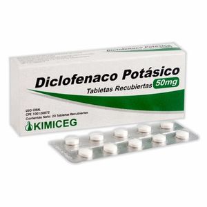 KIMICEG DICLOFENACO POTASICO  50 MG X20 TABLETAS