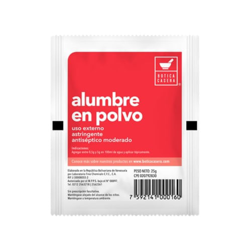 BOTICA CASERA ALUMBRE EN POLVO 25 GR