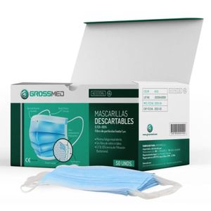 GROSSMED MASCARILLA 3 CAPAS CON LIGA CAJA DE 50 UNIDADES