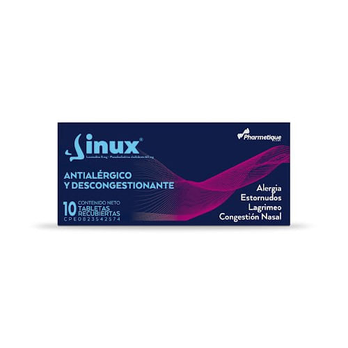 SINUX 5 MG-60 MG X 10 TABLETAS RECUBIERTAS