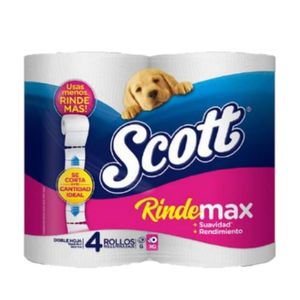 SCOTT PAPEL HIGIENICO RINDEMAX DOBLE HOJA X4