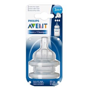 AVENT TETINA FLUJO MEDIO CLASSIC 3M+ X 2 UNID