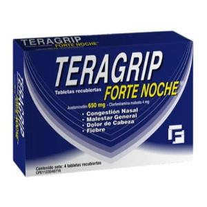 FARMA TERAGRIP FORTE NOCHE 650 MG X4 TABLETAS RECUBIERTAS