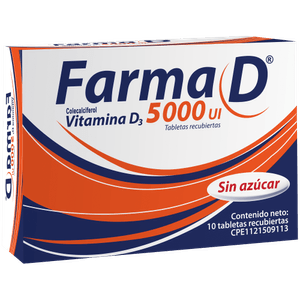 FARMA D 5000 UI X 10 TABLETAS RECUBIERTAS SIN AZUCAR