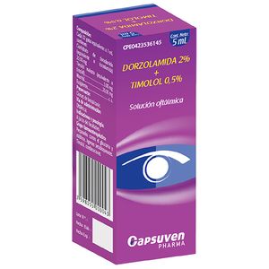 CAPSUVEN DORZOLAMIDA + TIMOLOL SOLUCION OFTALMICA 2/0.5% 5 ML