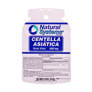 NATURAL SYSTEMS CENTELLA ASIATICA BLISTER  500MG X 10 CAPSULAS